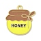 Bees Theme Alloy Enamel Pandants, Golden, Word Honey, Bee Jar, 21.5x20.5x1mm, Hole: 1.8mm