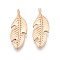 Alloy Pendants, Leaf, Cadmium Free & Lead Free, Light Gold, 23x9x5mm, Hole: 6x2.2mm