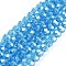 Electroplate Transparent Glass Beads Strands, Faceted(32 Facets), Round, Pearl Luster Plated, Deep Sky Blue, 6mm, Hole: 1mm, about 98~100pcs/strand, 20.39~20.59 inch(51.8~52.3cm)