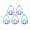 Rainbow Color 201 Stainless Steel Connector Charms, Teardrop with Flower, Rainbow Color, 35x25x1.5mm, Hole: 1.2mm