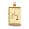 PVD Vacuum Plating 304 Stainless Steel Pendants, Rectangle with Constellation Charm, Real 18K Gold Plated, Libra, 25x14x4mm, Hole: 2mm