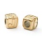 304 Stainless Steel European Beads, Large Hole Beads, Horizontal Hole, Cube with Letter, Golden, Letter.J, 8x8x8mm, Hole: 4mm