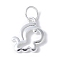925 Sterling Silver Chinese Zodiac Outline Charms, with Jump Rings, Silver Color Plated, Horse, 9.5~15x10~11.5x1~2mm, Hole: 3.5mm