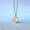Flat Round Stainless Steel Pave Natural White Shell Initial Pendant Necklaces for Women, Golden, Seashell Color, Letter Z, 18.11 inch(46cm)