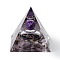 Orgonite Pyramid Resin Energy Generators, Reiki Natural Amethyst Chips Inside for Home Office Desk Decoration, 60x60x59mm