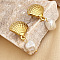304 Stainless Steel Plastic Pearl Dangle Stud Earrings, Golden, Shell Shape, 33x16mm