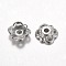 CCB Plastic Bead Caps, Flower, 4-Petal, Platinum, 10x3mm, Hole: 2mm