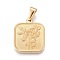 Valentine's Day 304 Stainless Steel Pendants, Square with Rose, Golden, 20.5x17.5x2mm, Hole: 3x6.5mm