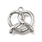 Brass Pendants, Pretzel Charms, Platinum, 12x12.5x3mm, Hole: 1.2mm