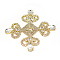 Brass Rhinestone Cabochons, Cross, Golden, 105x105x7mm