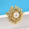 Sunflower Brass Finger Rings for Women, with ABS Plastic Imitation Pearl, Long-Lasting Plated, Lead Free & Cadmium free, Real 18K Gold Plated, Inner Diameter: 17.8mm