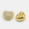 Hollow Heart Brass Cubic Zirconia Beads, Golden, 12x13.5x8mm, Hole: 1mm