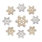 Resin Opaque Cabochons, with Glitter Powder, Christmas, Snowflake, Beige and Snow, Mixed Color, 19~27.5x18~25mm, Thick: 3~4mm, 10pc/size, Total 30pcs/bag