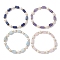 Column Natural Mixed Gemstone & Pearl Beaded Stretch Bracelet, Inner Diameter: 2-1/4 inch(5.65cm)