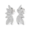 Non-Tarnish 304 Stainless Steel Stud Earrings, Leaf, Stainless Steel Color, 17.5x6.5mm