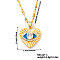 Chic Minimalist Brass Blue Enamel Evil Eye Heart Pendant Dapped Chain Necklace for Women, Golden, 15.75 inch(40cm)