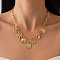 Summer Beach Iron & Alloy Eye Shell Shape coconut Tree Bib Necklaces, Golden, 16.93 inch(43cm)