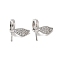 Brass Micro Pave Cubic Zirconia Pendant Bails, Bead Cap Bails, Leaf, Platinum, 12.5x11x6mm, Hole: 5x3mm