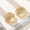 Brass Hoop Earrings for Women, Shell Shape, Real 14K Gold Plated, 23x15mm