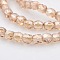 Pearl Luster Plated Glass Faceted Drum Beads Strands, Bisque, 4x4x4mm, Hole: 1mm, about 100pcs/strand, 15.7 inch