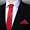1Pc Polyester Ties for Men, Pure Color Necktie, with 1Pc Polyester Pocket Towel Accessories, FireBrick, 1510x81x2mm