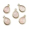 Natural Rose Quartz Faceted Pendants, Rack Plating Golden Plated Brass Teardrop Charms, 14x9.5x4mm, Hole: 1.4mm