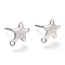 Non-Tarnish 304 Stainless Steel Stud Earring Findings, Star, Stainless Steel Color, 10x8x0.8mm, Hole: 1.4mm, Pin: 0.8mm
