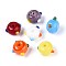 Handmade Lampwork Bumpy Beads, Donut, Mixed Color, 11~15.5x8.5~9.5mm, Hole: 1~1.8mm