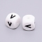 Silicone Beads, Cube with Letter.V, White, 12x12x12mm, Hole: 2mm