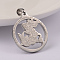 Non-Tarnish 304 Stainless Steel Pendants, Flat Round with Saint George and Dragon, Stainless Steel Color, 27x23.5x2mm, Hole: 6x4mm
