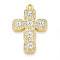 Alloy Rhinestone Pendants, Cross, Cadmium Free & Lead Free, Golden, 44.5x30x4mm, Hole: 2.5mm