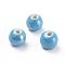 Handmade Porcelain Beads, Pearlized, Round, Sky Blue, 18mm, Hole: 2~3.5mm