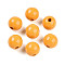 Painted Natural Wood Beads, Round, Orange, 16mm, Hole: 4mm