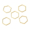 201 Stainless Steel Linking Rings, Hexagon, Golden, 18x16x1mm