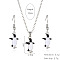 Alloy Enamel Pendant Necklaces & Dangle Earrings Sets, Platinum, Penguin, 35x12mm & 460mm