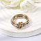 304 Stainless Steel Finger Rings, Ion Plating(IP), Golden & Stainless Steel Color, US Size 7(17.3mm)