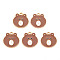 Alloy Enamel Pendants, Cadmium Free & Lead Free, Light Gold, Bear Head, Sienna, 16x15.5x1.5mm, Hole: 1.5mm