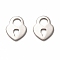 Non-Tarnish 201 Stainless Steel Charms, Laser Cut, Heart Lock, Stainless Steel Color, 10x8x1mm, Hole: 3mm