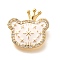 Brass Micro Pave Cubic Zirconia Pendents, Bear Charms, with Enamel, Real 18K Gold Plated, Rack Plating, Lead Free & Cadmium Free, Seashell Color, 17.5x18x2.5mm, Hole: 2.5x2mm