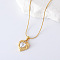 3Pcs Stainless Steel Pave Imitation Pearl Vintage Textured Heart Pendant Necklaces for Women, White, Golden, 15.75 inch(40cm)