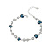 S925 Sterling Silver & Glass Link Bracelets, Heart & Flat Round, Marine Blue, 6-1/4 inch(16cm)