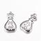 Tarnish Resistant 201 Stainless Steel Pendants, Money Bag, Stainless Steel Color, 17x10x3mm, Hole: 1mm