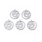 Non-Tarnish 201 Stainless Steel Pendants, Flat Round with Star & Moon, Stainless Steel Color, 25.5x23x1.5mm, Hole: 1.8mm