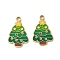 Christmas 304 Stainless Steel Enamel Pendants, Real 14K Gold Plated, Christmas Tree, 17.5x11.5x1.5mm, Hole: 1.8mm