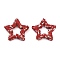 Star Shape Polymer Clay Rhinestone Beads, Focals Beads for Jewelry Keychain Making, Light Siam, 32.5x33.5x6.5mm, Hole: 1.8mm