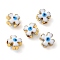 Golden Tone Brass Enamel Beads, Cadmium Free & Lead Free, Long-Lasting Plated, Cross with Evil Eye, White, 8x8x6mm, Hole: 1.8mm