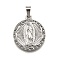 304 Stainless Steel Pendants, with Rhinestone, Religious Theme, Lady of Guadalupe Charm, Stainless Steel Color, Flat Round, 27x23x4mm, Hole: 3x6.5mm