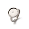 304 Stainless Steel Adjustable Ring Components, with 201 Stainless Steel Flat Round Plain Pad Ring Settings, Stainless Steel Color, Tray: 12mm, 3mm, Inner Diameter: 17mm
