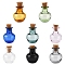 8Pcs 8 Colors Round Glass Cork Bottles Ornament, Glass Empty Wishing Bottles, DIY Vials for Pendant Decorations, Mixed Color, 1.8x2.3cm, 1pc/color