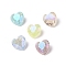 Crackle Moonlight Style Glass Rhinestone Cabochons, Pointed Back & Back Plated, Heart, Mixed Color, 8x8x4mm